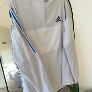 Adidas White Jacket with Blue Zipper